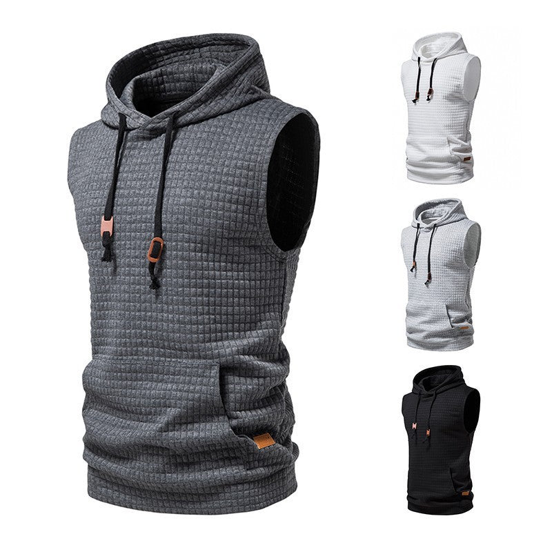 Men's Jacquard Sleeveless Solid Color Knitted Hoodie | Men's Clothing2 | Buy Center