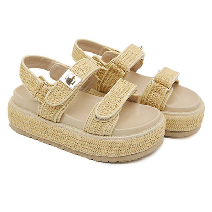 Hot New Items at Buy Center: Women's Summer Open Toed Woven Hollowed Flat Sandals