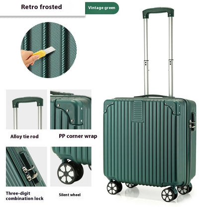 Fresh Arrivals at Buy Center: 18-inch Trolley Case Printed Pattern Luggage Small Children Suitcase Boarding Bag Suitcase Retro Dark Green 18 Inches