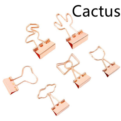 New at Buy Center: Creative Plating Gold Small Clip Office Style Long Tail Metal Cactus