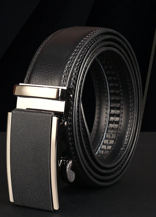 Men's Leather Automatic Buckle Two-layer Cowhide Embossed Belt