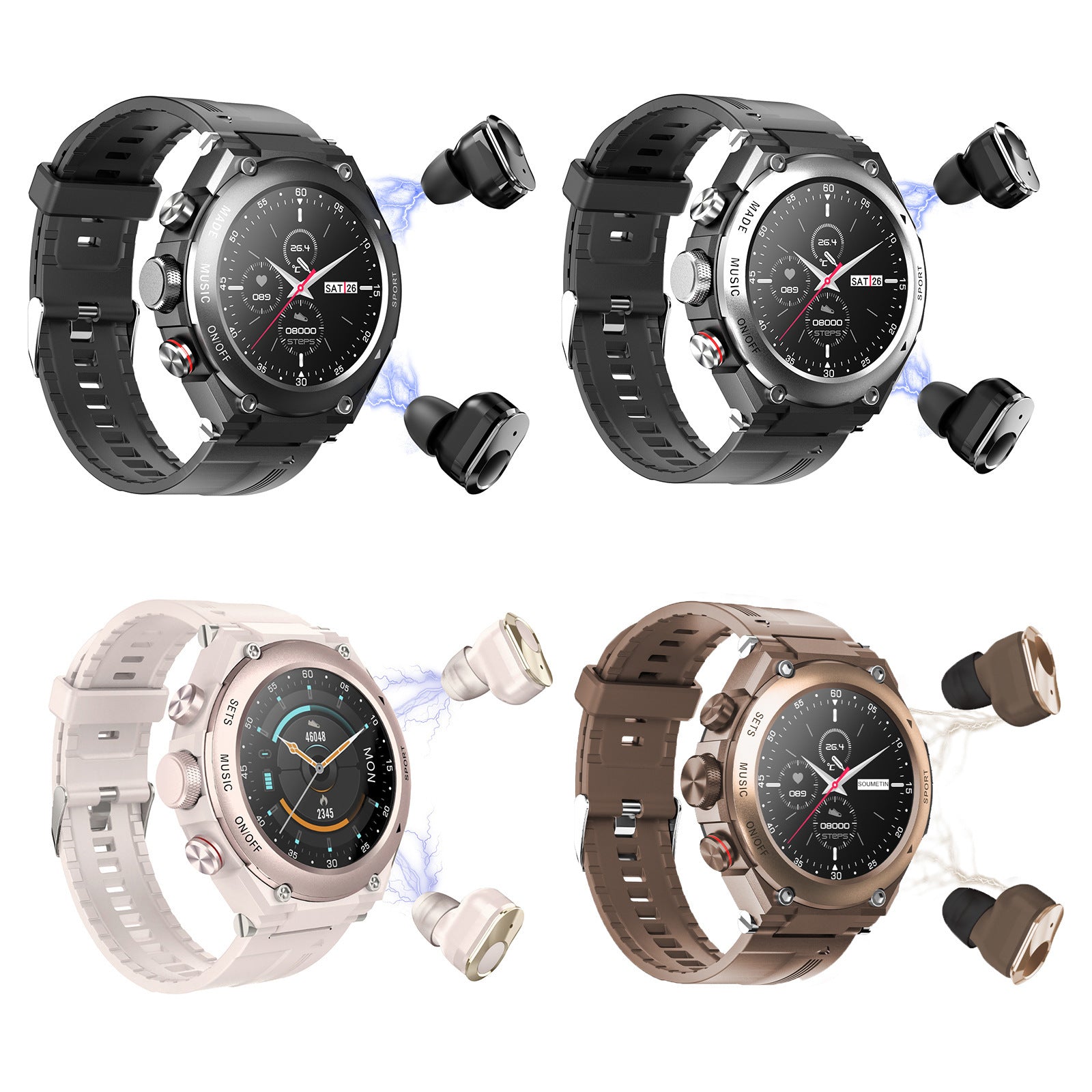 New at Buy Center: Smart Watch Bluetooth Headset Three-in-one Call Music Heart Rate Sports Watch