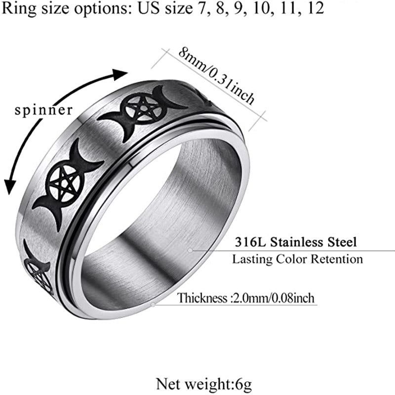 Buy Center Exclusive Offer-Titanium Steel Ring Star Moon Rotatable