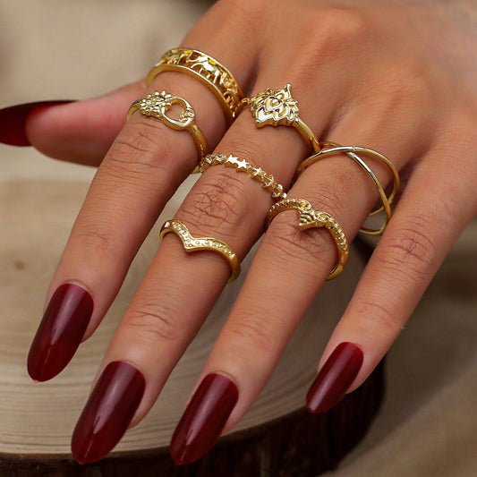 Buy Center Ultimate-Retro Elephant Hollow Ring 7-piece Set Creative HS14981