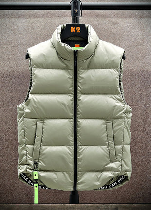 Men's Winter Down Vest Fashion All-match Stand-collar Sleeveless Jacket Solid Thickened Tank Outerwear Clothing