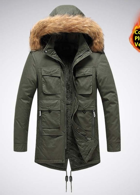 Veste d'automne et d'hiver pour hommes, manteau thermique en velours et coton épais rembourré