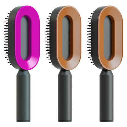 Self Cleaning Hair Brush For Women One-key Cleaning Hair Loss Airbag Massage Scalp Comb Anti-Static Hairbrush Set U