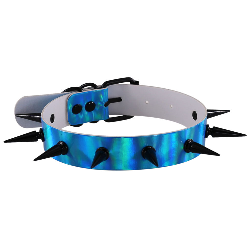 Original Cool Exaggerated Laser Leather Luminous Collar Buy Center