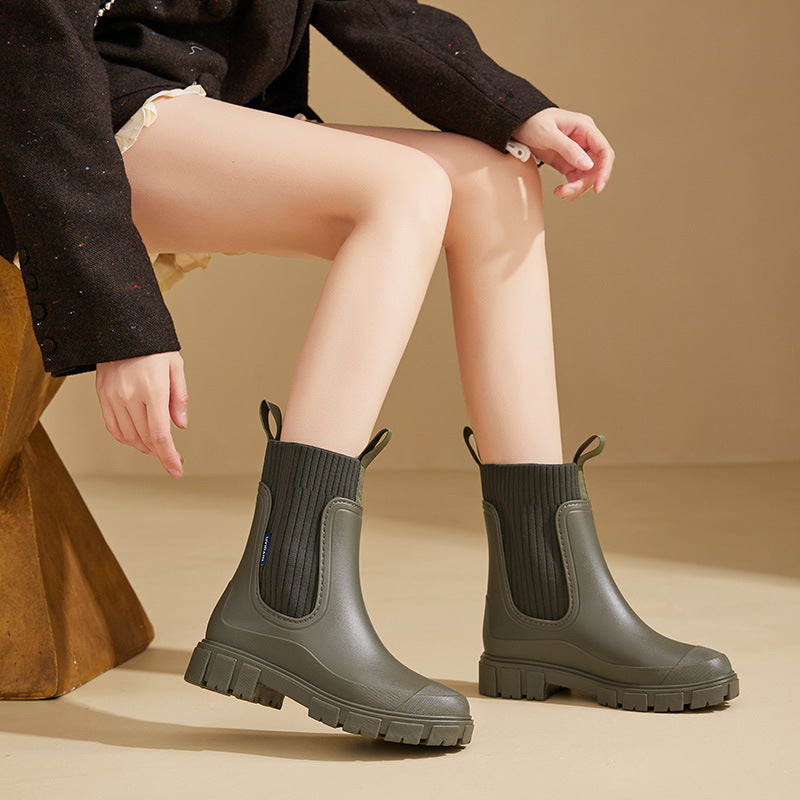 Wear-resistant Height Increasing Waterproof Non-slip Outdoor Wearable Elastic Band Women's Rain Boots | Bags & Shoes2 | Buy Center