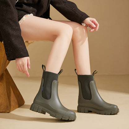 Wear-resistant Height Increasing Waterproof Non-slip Outdoor Wearable Elastic Band Women's Rain Boots | Bags & Shoes2 | Buy Center