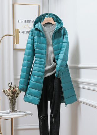 Women's Solid Color Casual Hooded Down Jacket