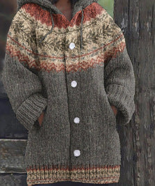 Retro Coat Lazy Hooded Knitted Buy Center