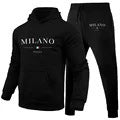 Men's Hoodie Suit Milan Printed Sweatshirt Black