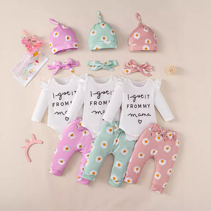 Fresh Arrivals at Buy Center: Baby Girl Cotton Romper 4-piece Set