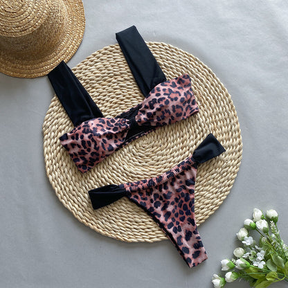 Just Arrived at Buy Center: Bikini Leopard Print Tube Top Split Women's Suit C3534 Leopard Print