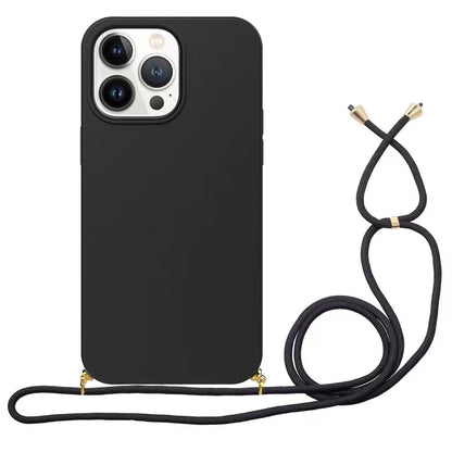 Just Arrived at Buy Center: Protective Cover Wheat Straw Lanyard Phone Case Soft Black Lanyard