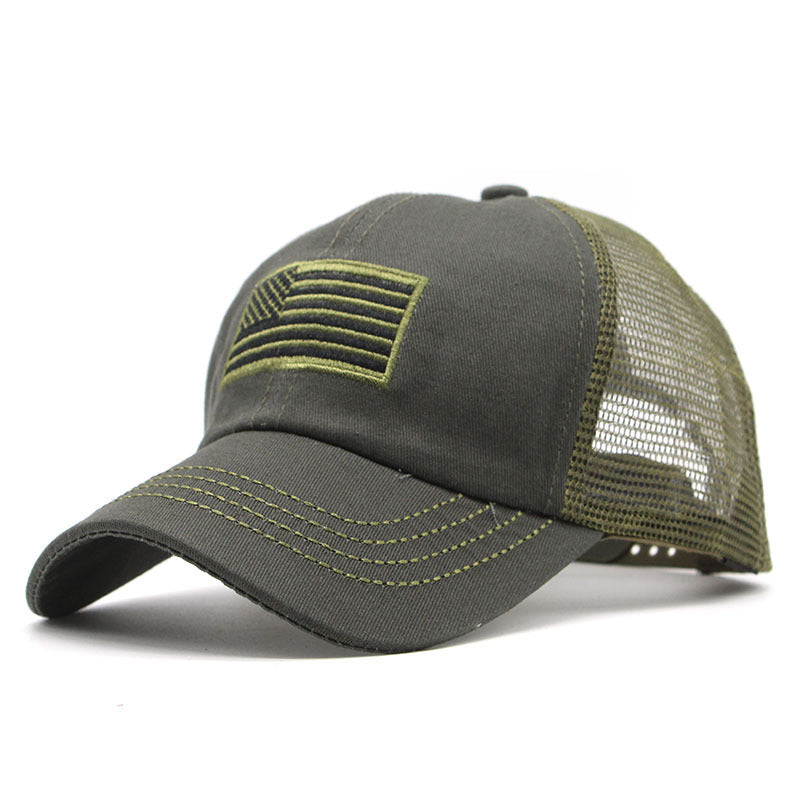 Newly Released at Buy Center: Men's Outdoor Camouflage Mesh Cap Embroidered Hat Army Green Adjustable