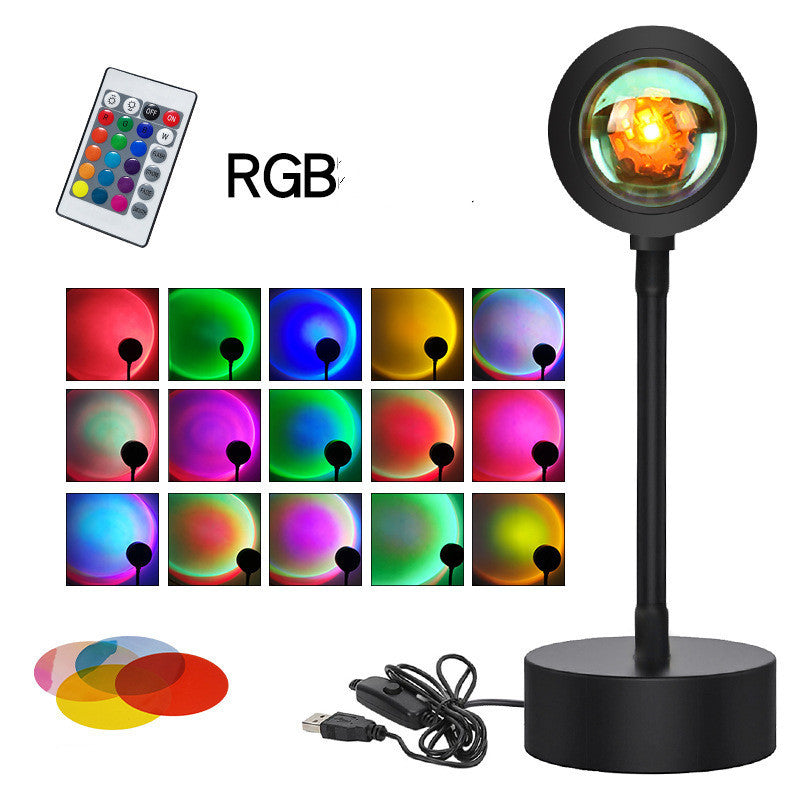 Sunset Projection Lamp Sunset Projector Night Light Wall Decoration Lighting RGB remote control version 5V