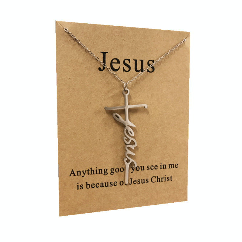 Stainless Steel Titanium Steel Faith Power Letter Cross Pendant Buy Center