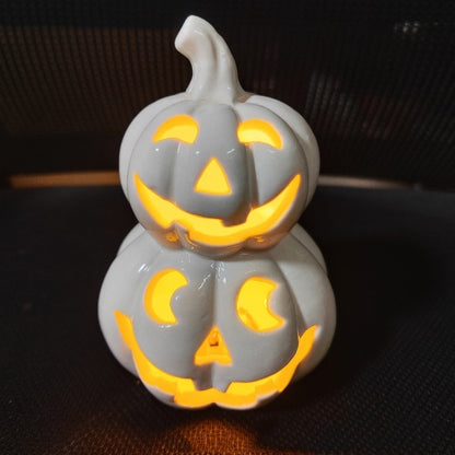 Newly Released at Buy Center: Halloween Pumpkin Lamp Ceramic Luminous Skull Decoration White Double Pumpkin