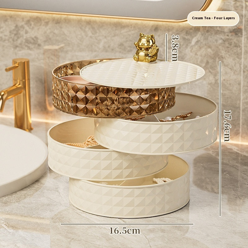 Newly Released at Buy Center: Fruit Plate Makeup Storage Box Student Household Dormitory Rotating Jewelry Organizing Rack Cream Tea Four Layers