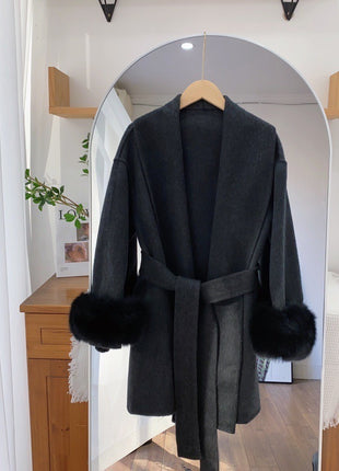 Fox Fur Double-sided Temperament Wool Overcoat