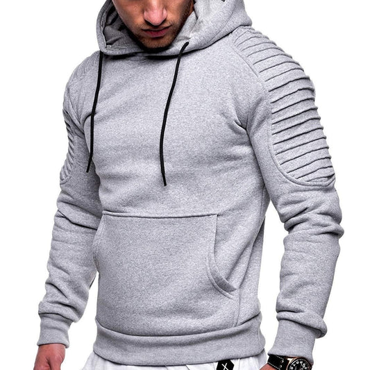 Sudadera con capucha para hombre con mangas raglán plisadas y rayas