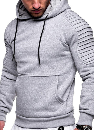 Sudadera con capucha para hombre con mangas raglán plisadas y rayas