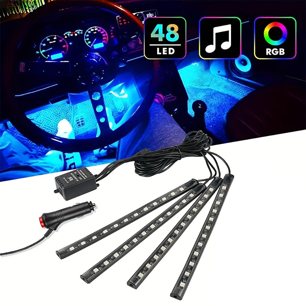 Auto LED RGB Interior Atmosphere Strip Light Decorative Foot Lamp With USB Wireless Remote Music Control Multiple Modes For Car Buy Center