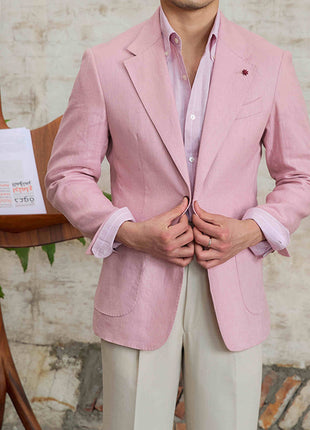 Lightweight Semi-lined Casual Pure Linen Suit Jacket