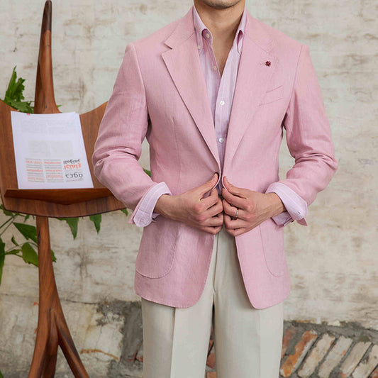 Lightweight Semi-lined Casual Pure Linen Suit Jacket