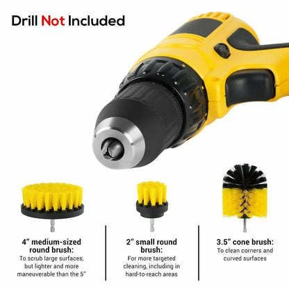 New Drill Brush Attachment Scrubber Brushes Set Kit With Adapter For Car Shower Tile