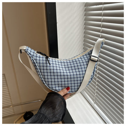 Buy Center Deal-Plaid Trendy Casual Simple Shoulder Crossbody Dumpling Women's Bag Blue