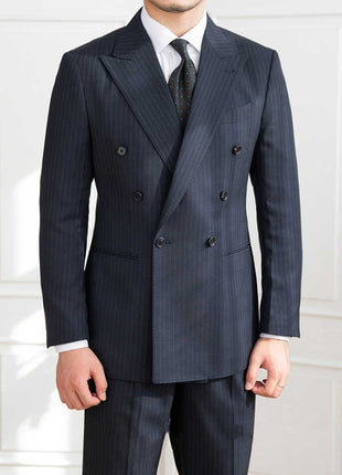 Homemade Six Button A Stripe Slim Fit Casual Retro Suit