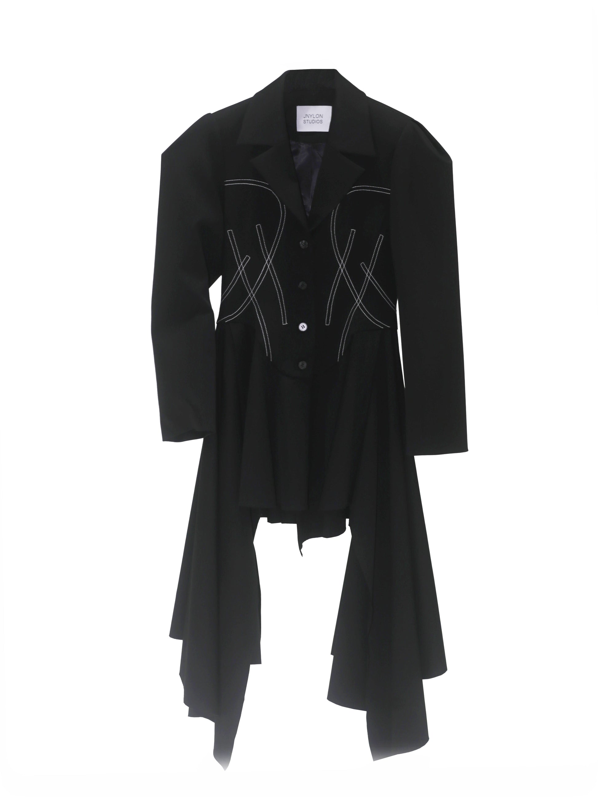 Retro Decorative Open-line Irregular Hem Profile Suit Large Coat Buy Center