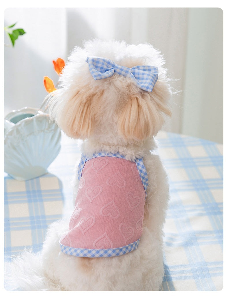 Hot New Items at Buy Center: Heart Relief Texture Bow Suspenders Vest Small Dog