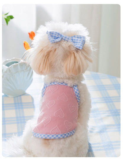 Hot New Items at Buy Center: Heart Relief Texture Bow Suspenders Vest Small Dog