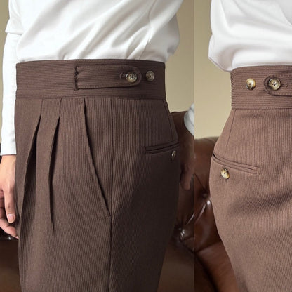 Fresh Arrivals at Buy Center: Men's Versatile Italian Button Gorkha District High Waist Straight Drooping Trousers