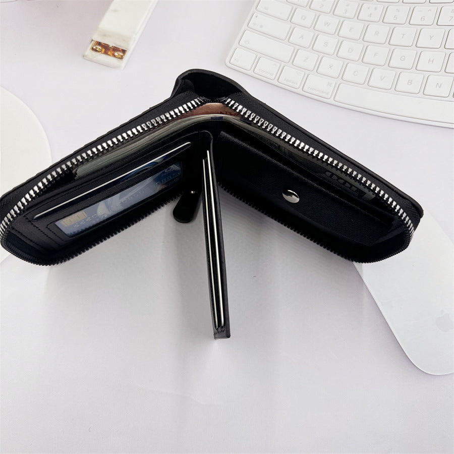 Men's Short Horizontal Zipper Wallet