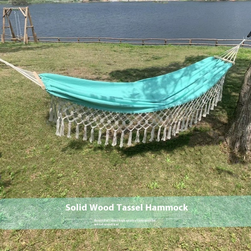 Just Arrived at Buy Center: Wooden Stick Anti-rollover Canvas Hammock Outdoor Supplies