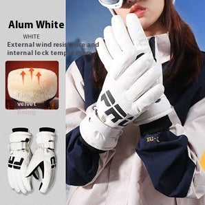 Non-slip Waterproof Fleece Lined Thickened Warm Gloves Women's Outdoor Skiing Touch Screen