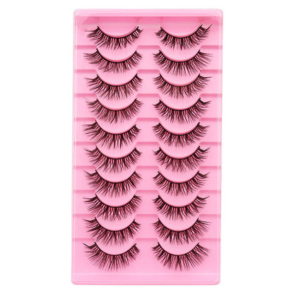 10 Pairs Of False Eyelashes With Natural And Thick Curl