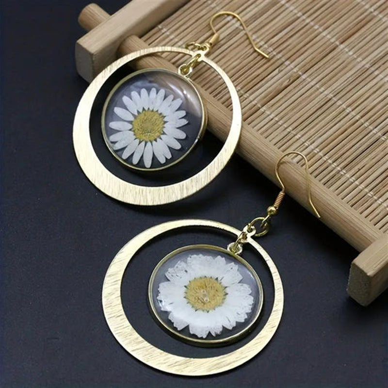 Buy Center Top Rated-Bohemia Gave Her Eternal Flower Earrings Double layered daisy