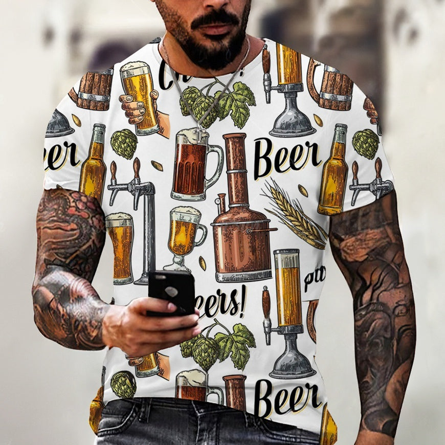 Just Arrived at Buy Center: Beer Printing Vintage T-shirt 3d Digital Printing ZM4859style