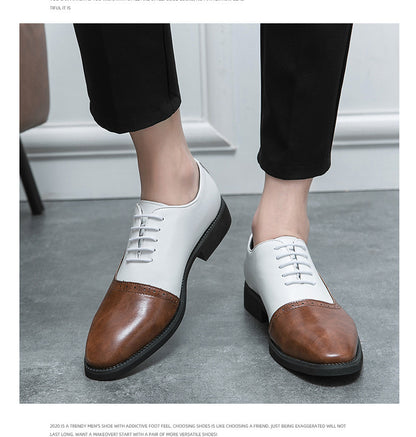 Fresh Arrivals at Buy Center: Men's Business Double Color Block Leather Shoes