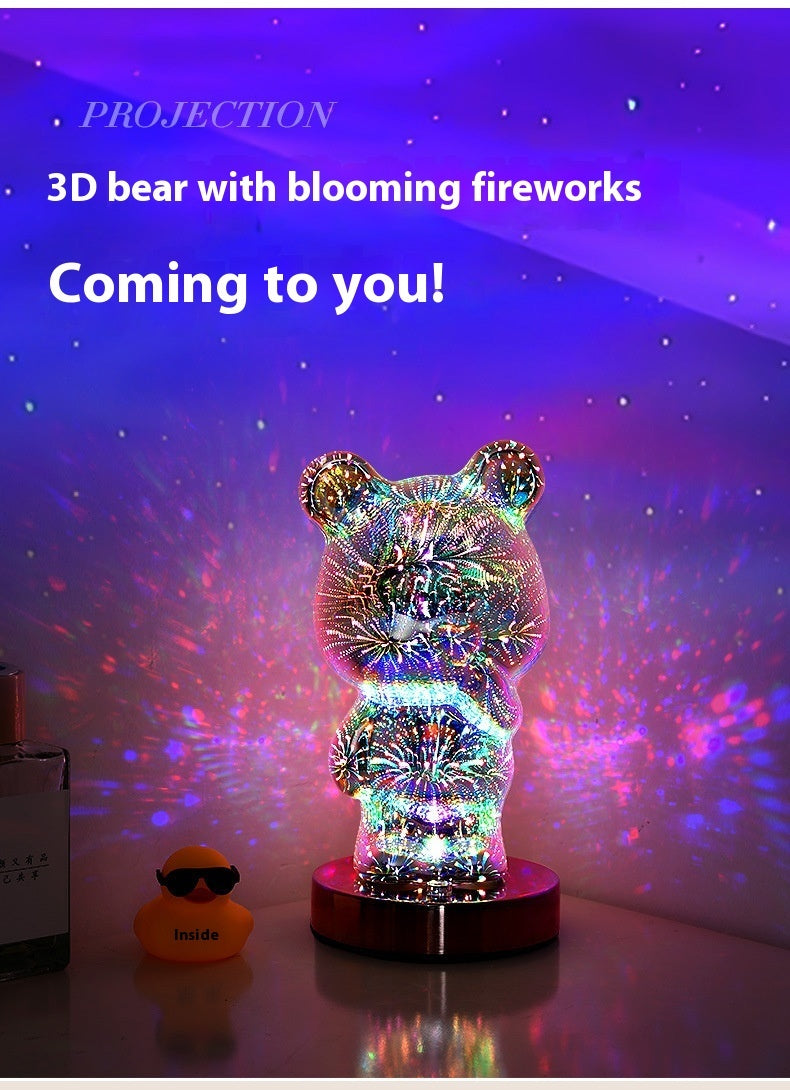 Fresh Arrivals at Buy Center: 3D Glass Multicolor Fireworks Finger Bear USB Dream Atmosphere Bedside Lamp