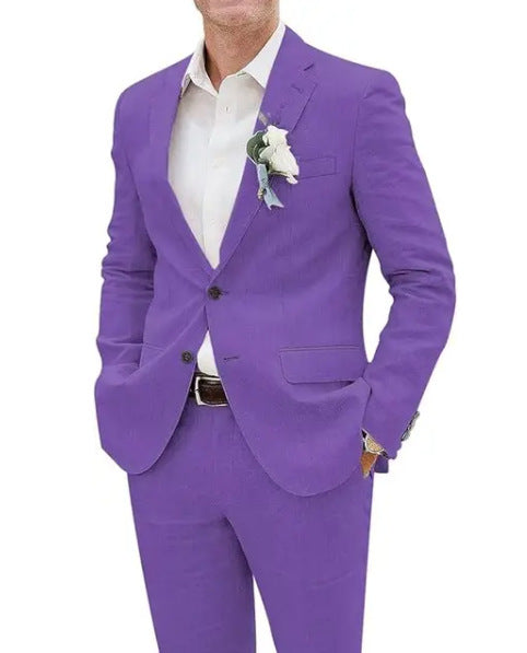 Now Available at Buy Center: Fashion Casual Men's Suit Linen Slim Fit