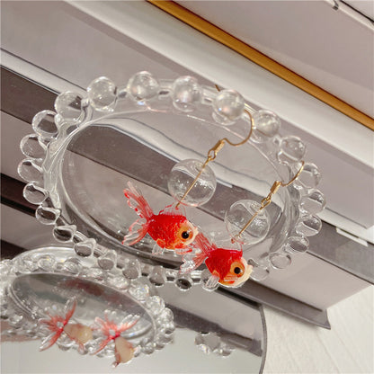 Buy Center Handpicked- Good Luck Koi Goldfish Sweet Glass Ball Earrings