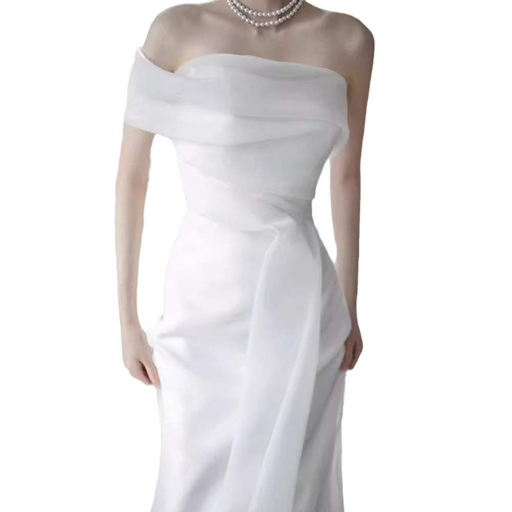 French Off-shoulder Light Wedding Dress Bride Buy Center