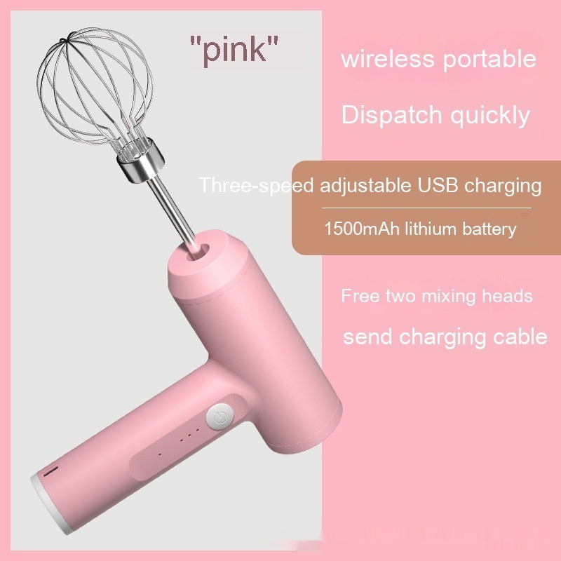 Just Arrived at Buy Center: Wireless Mini Cream Blender Handheld Electric Whisk Household 01 Pink Single Stick High Power